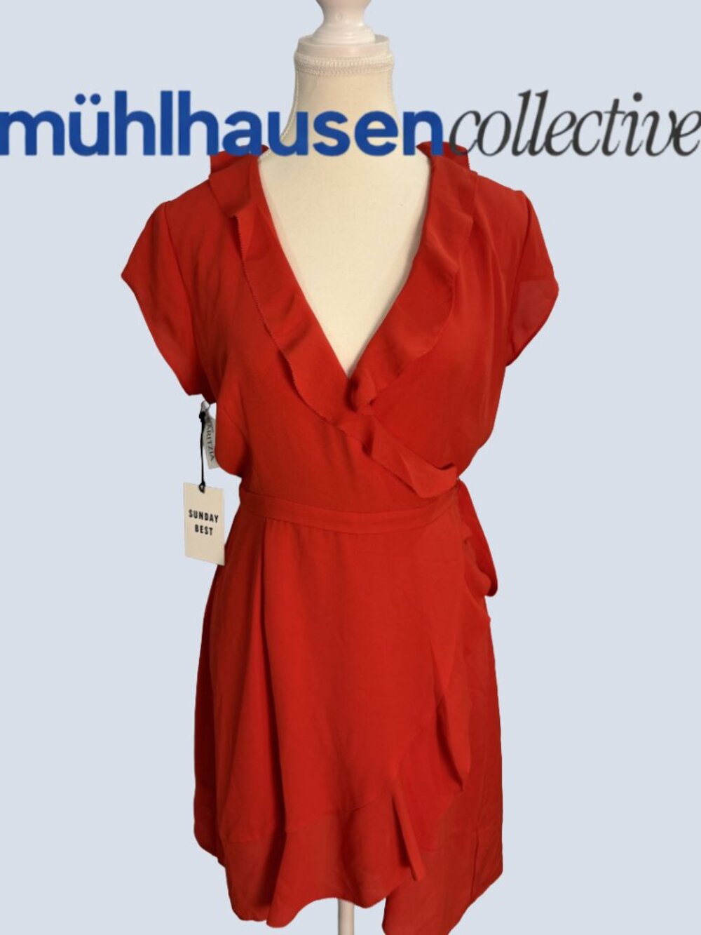 Sunday Best “Savoy” Red Ruffle Wrap Dress